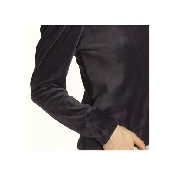 Splendid Ingrid Velour‎ Top Women's Size Medium Black Puff Shoulder Stretch - Picture 2 of 16